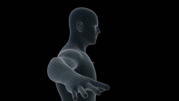 3d illustration of a man xray hologram stock photo