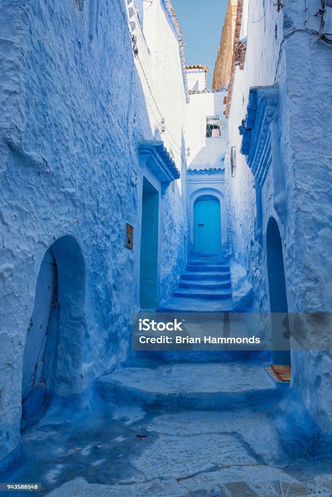 Chefchaouen Blue This image was captured in Chefchaouen, Morocco and showcases some of the traditional blue buildings that the city is famous for. Africa Stock Photo