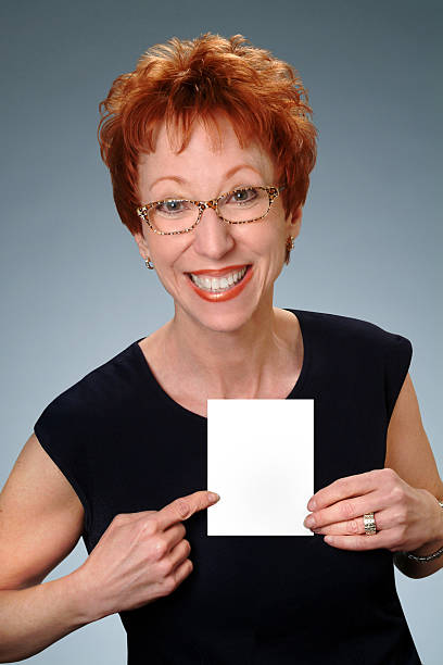 istock Cooky Lady Pointing To Blank Card 94360196