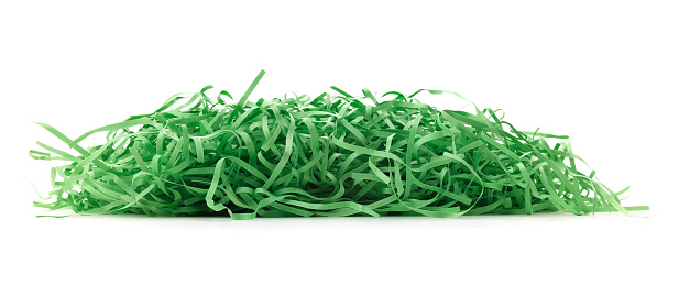 Green Easter paper, grass on white.