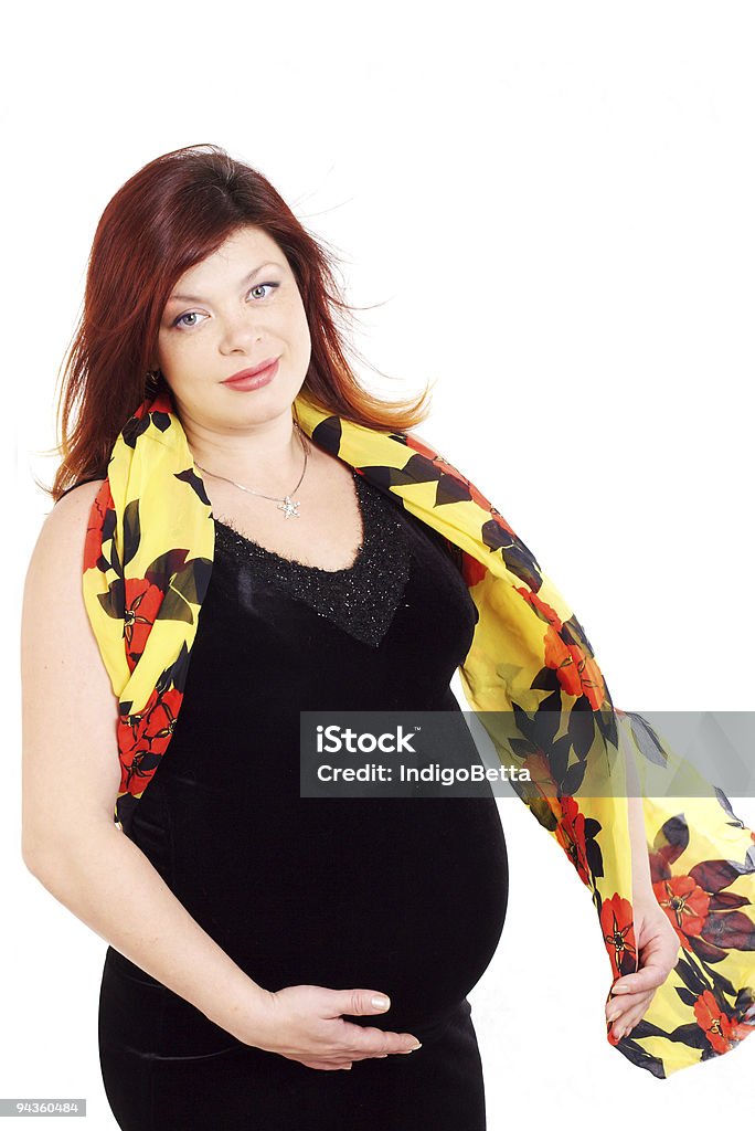 임신한 레드 스타일의 여자 - 로열티 프리 30-34세 스톡 사진