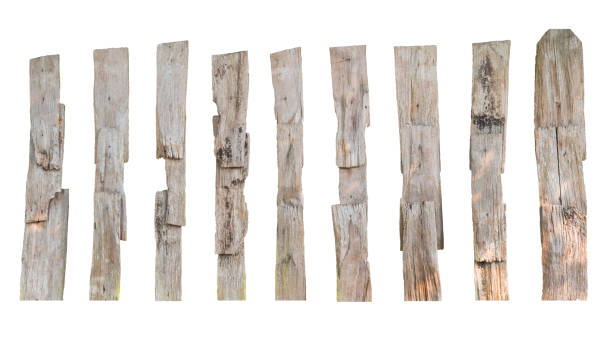 istock Old wood planks isolated on white background 943605326