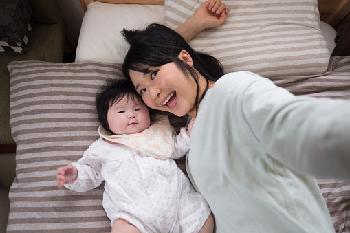 Everyday life of  Japanese baby and mother