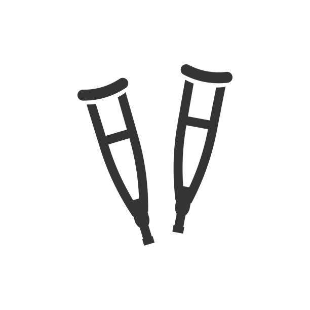 Crutches Icon Beautiful, meticulously designed Icon. Perfect for use in designing and developing websites, printed materials, presentations, Promotional Materials, Illustrations, Infographics or any type of design projects crutch stock illustrations
