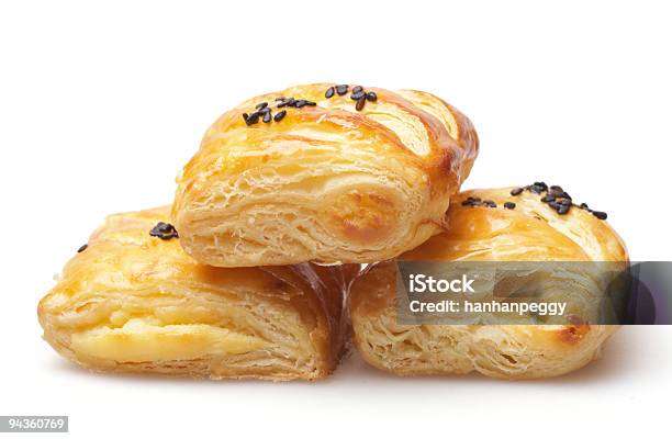 Three French Pastries With Chocolate Toppings Stock Photo - Download Image Now - Brioche, Cut Out, Bakery