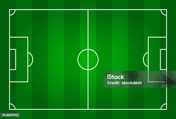 Green Color Football Stadium Field Stock Illustration - Download Image Now - Soccer Field, Vector, Illustration