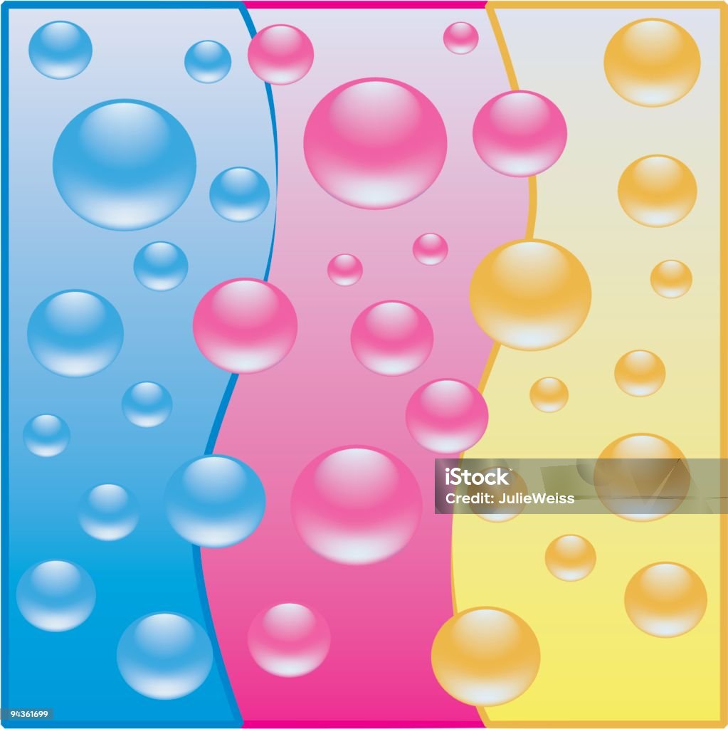 Liquid drops on blue, pink and yellow Three different colored liquid drops (or glass balls?)  This file uses the gradient mesh tool which is only editable in Adobe Illustrator versions 8 and higher.  The .zip includes a .eps 8, .ai for CS, and a  .jpg. 

[img]http://www.juliefisherdesign.com/images/istock/file_formats.jpg[/img]
[/url]
 Water stock vector