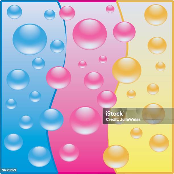 Liquid Drops On Blue Pink And Yellow Stock Illustration - Download Image Now - Water, Blue, Bottle