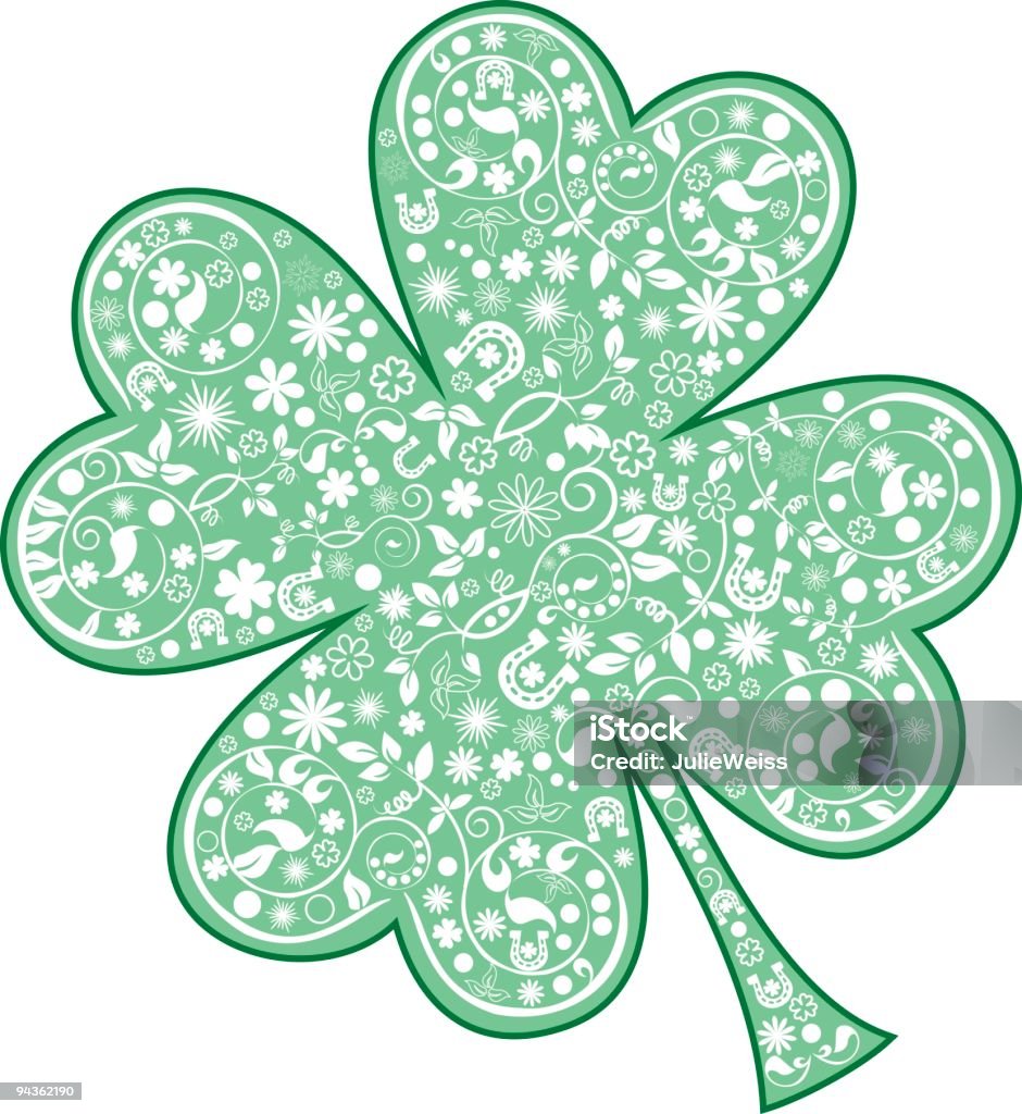 St. Patrick's Day elementos-Símbolo do Trevo de Quatro Folhas - Vetor de Cártula royalty-free