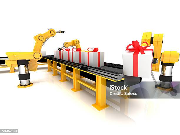 The Gift Conveyor Stock Photo - Download Image Now - Factory, Ribbon - Sewing Item, Gift