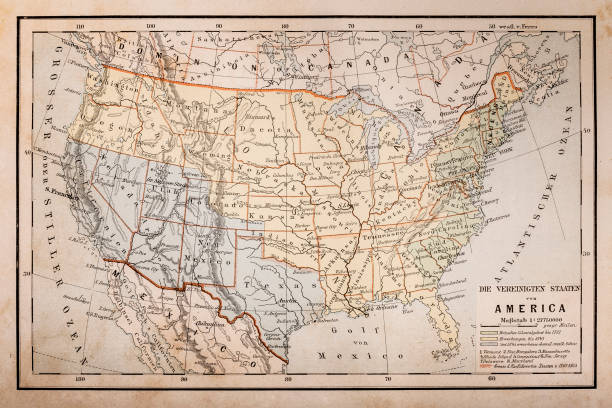 Old map of America Illustration of a Old map of America alabama us state stock illustrations