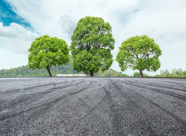 istock asphalt road ground and green trees in summer 943624086