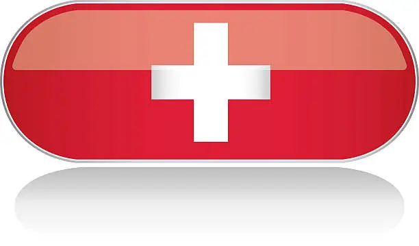 Vector illustration of Glossy Flag Series - Switzerland