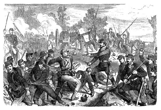The Battle of Spotsylvania Court House, sometimes more simply referred to as the Battle of Spotsylvania Illustration of a The Battle of Spotsylvania Court House, sometimes more simply referred to as the Battle of Spotsylvania manassas stock illustrations