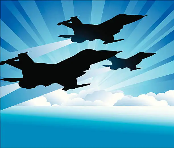 Vector illustration of Three Jets