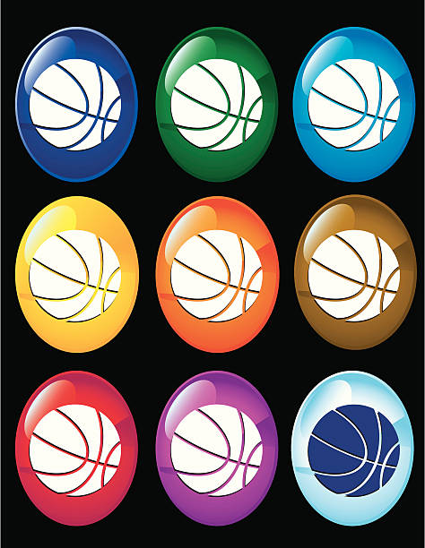 Basketball oval icons vector art illustration