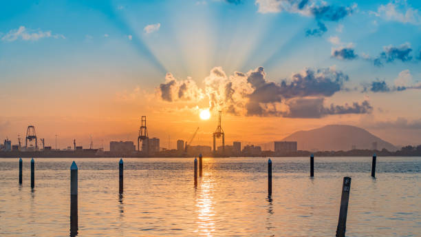 istock Penang sunrise morning view river side 943642934