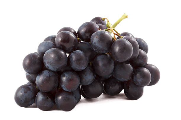 istock Bunch of black grapes isolated 94364455