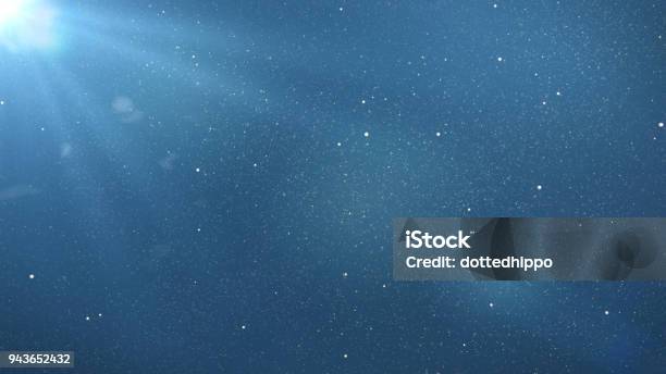 Bright Blue Background With Stars Glare And Bokeh Effects Stock Photo - Download Image Now