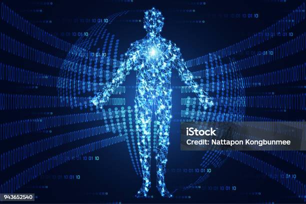 Humans Using Technology Background Abstract Technology Concept Human Digital Link On Binary Hi Tech ...