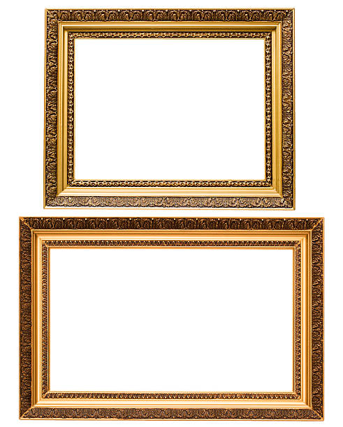 istock Two gold plated wooden picture frames isolated 94365511