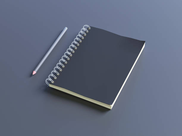 istock Empty photorealistic mock-up notebook on a light gray background, 3d illustration. 943655840