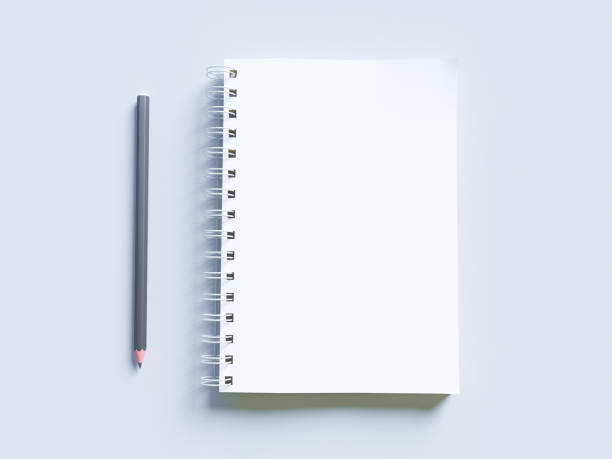 istock Empty photorealistic mock-up notebook on a light gray background, 3d illustration. 943655900