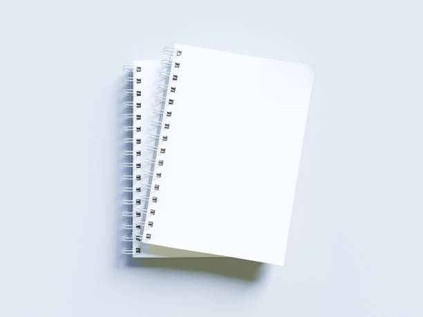 istock Empty photorealistic mock-up notebook on a light gray background, 3d illustration. 943655940