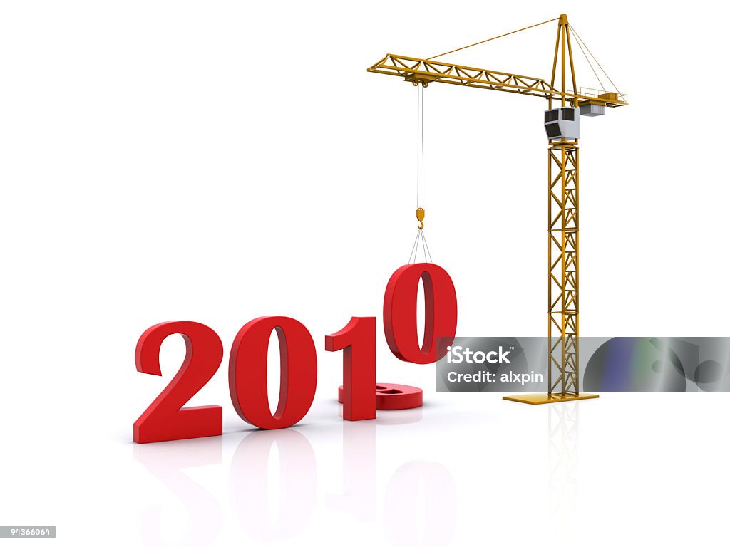 Novo ano de 2010 - Royalty-free Guindaste - Maquinaria de Construção Foto de stock