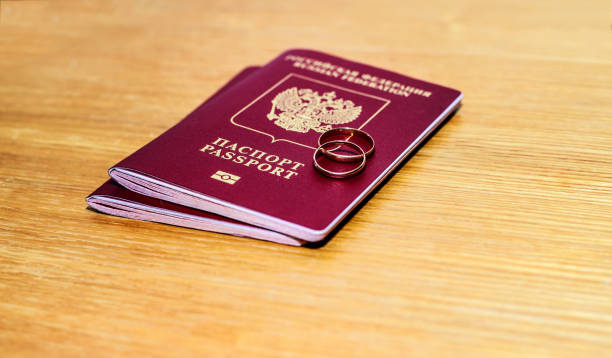 istock Russian passports and two rings, wedding 943665380