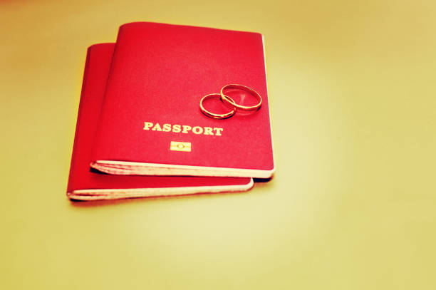 istock Russian passports and two rings, wedding 943665400