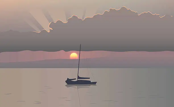 Vector illustration of Hawaii sunset