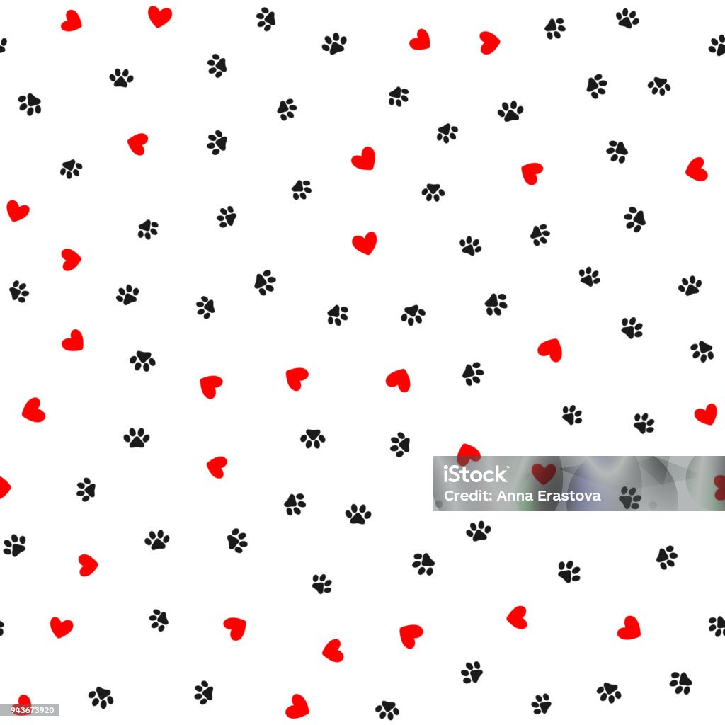 Repeated hearts and footprints of animal. Cute seamless pattern. Repeated hearts and footprints of animal. Cute seamless pattern. Vector illustration. Dog stock vector