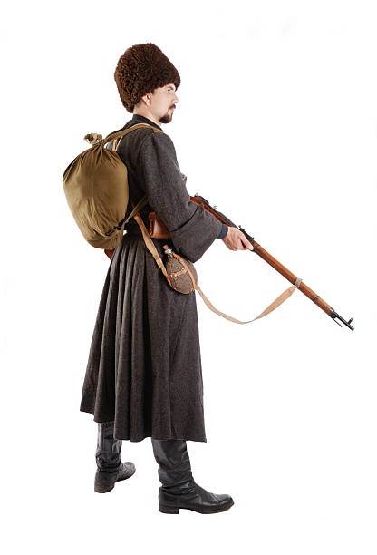 istock Side view of Russian Cossack with a gun. 94367906