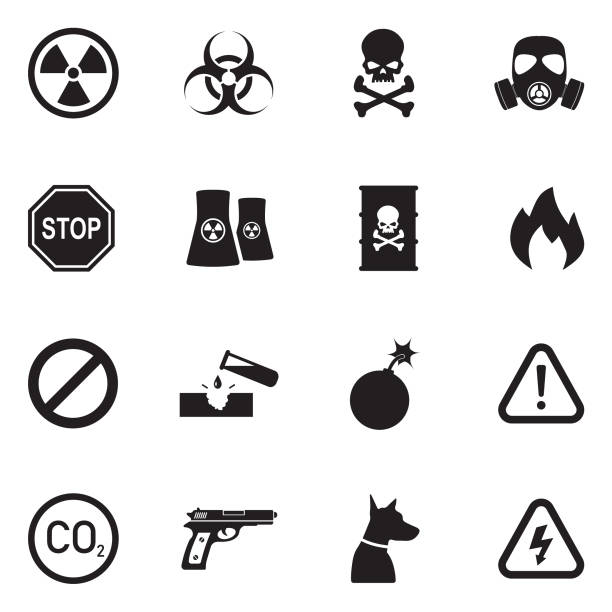 ilustrações de stock, clip art, desenhos animados e ícones de danger icons. black flat design. vector illustration. - exclamation point vector white black