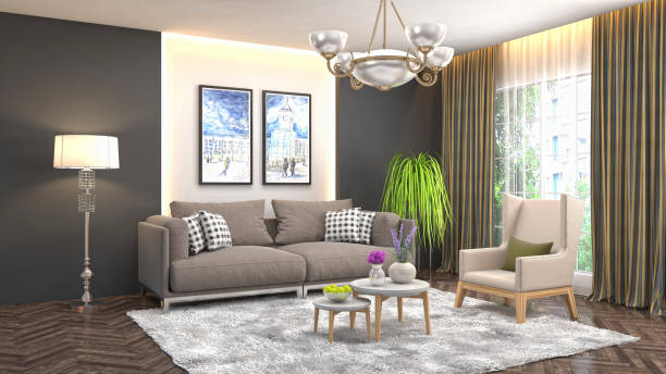 istock Interior living room. 3d illustration 943682180