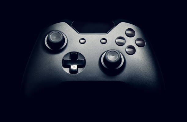 istock Neat close up studio shot of gamepad on black background 943688110