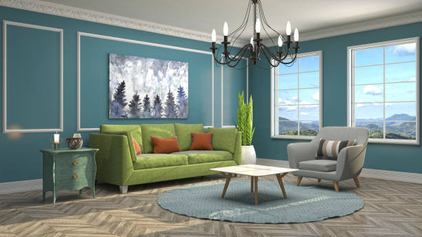 istock Interior living room. 3d illustration 943688922