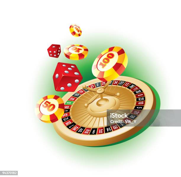 Казино Азартные Игры — стоковая векторная графика и другие изображения на тему Колесо рулетки - Колесо рулетки, Азартные игры, Без людей
