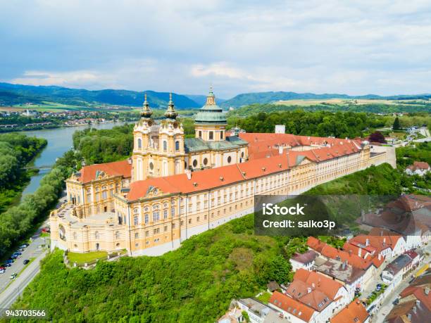 Melk Monastery Aerial View Stock Photo - Download Image Now - Abbey - Monastery, Austria, Benedictine