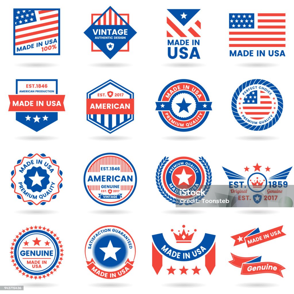 Amerika-Vektor-Label für banner - Lizenzfrei Abzeichen Vektorgrafik