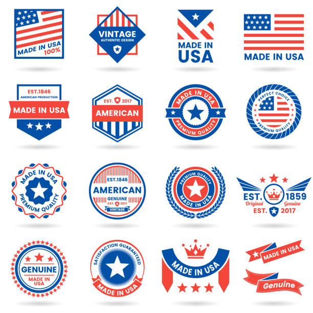 ilustrações de stock, clip art, desenhos animados e ícones de america vector label for banner - unites states of america