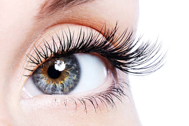 istock Beauty female eye with curl long false eyelashes 94372018