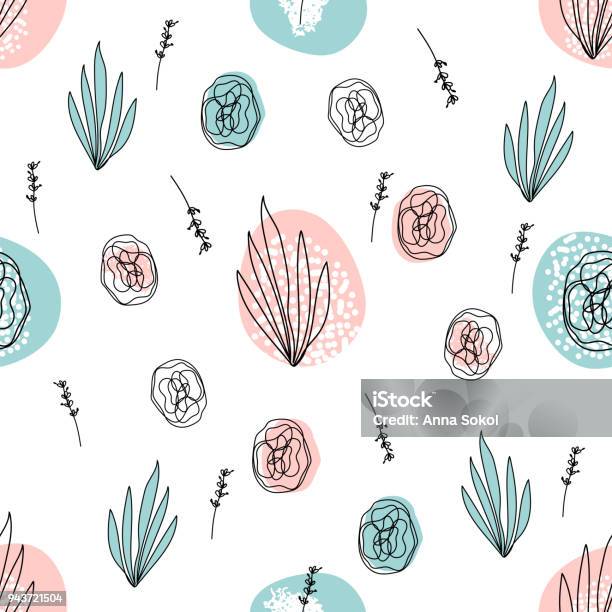 Abstract Hand Drawn Floral Doodle Pattern Stock Illustration - Download Image Now - Drawing - Activity, Pattern, Drawing - Art Product