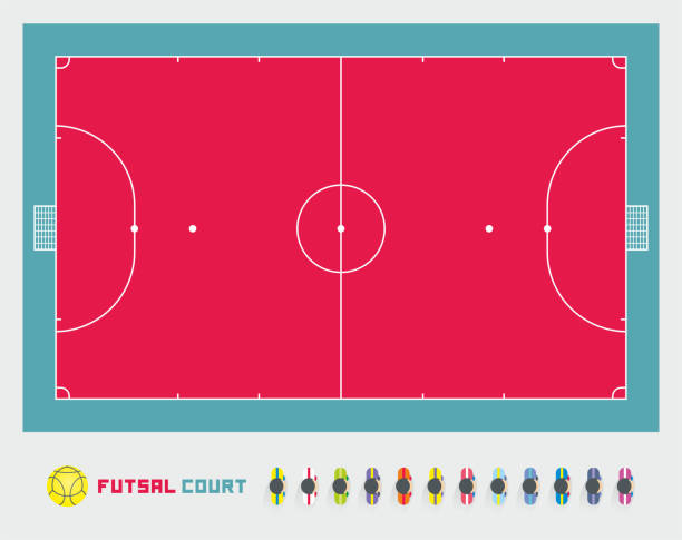 illustrazioni stock, clip art, cartoni animati e icone di tendenza di corte di futsal - futsal indoors soccer ball soccer