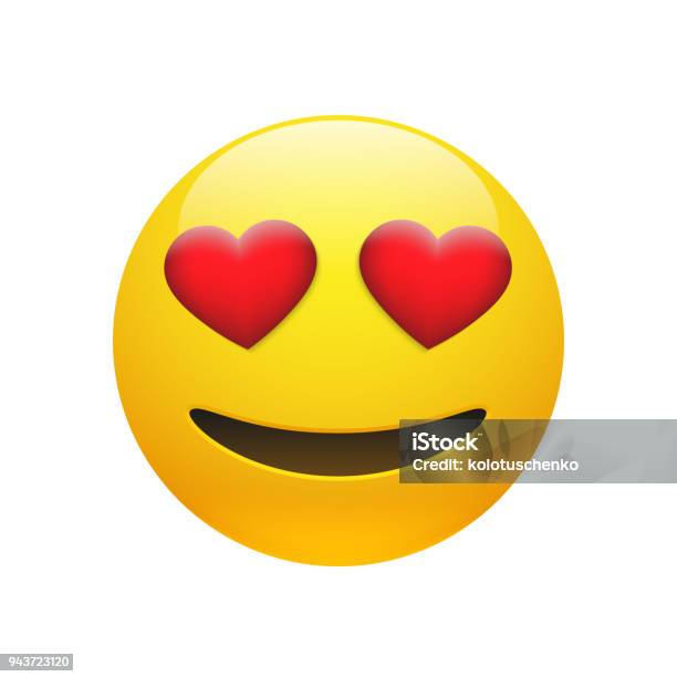Vector Emoji Yellow Stupid Smiley Face Stock Illustration - Download Image Now - Emoticon, Love - Emotion, Heart Shape
