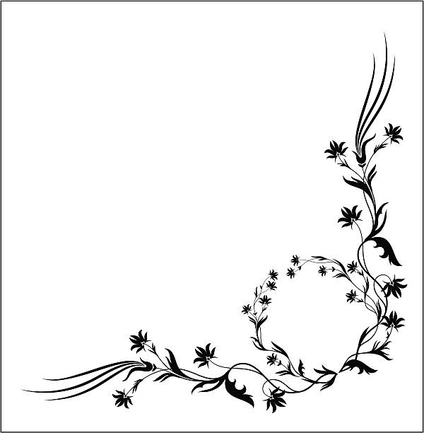 코너 - scroll shape corner victorian style silhouette stock illustrations