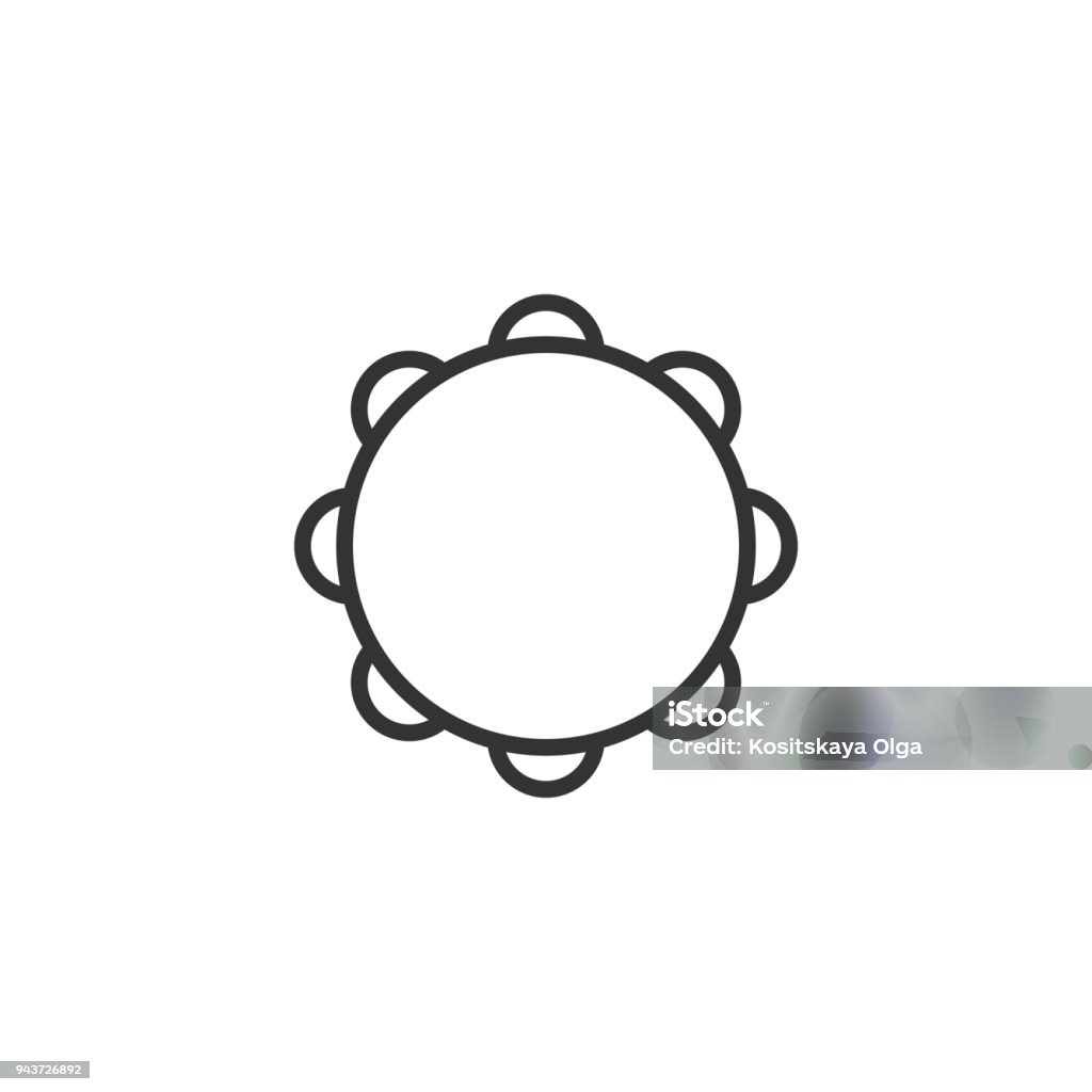 Black isolated outline icon of tambourine on white background. Line Icon of percussion musical instrument. Black isolated outline icon of tambourine on white background. Line Icon of percussion musical instrument Tambourine stock vector