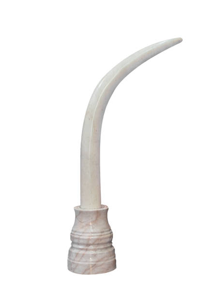 istock Craft mock up Ivory white glossy on pedestal for worship, isolated on background 943730580