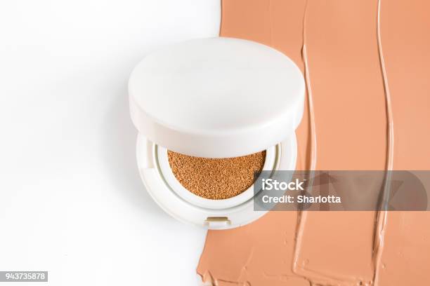 Foundation Cushion On White Background Stock Photo - Download Image Now - Make-Up, Cushion, Foundation Make-Up